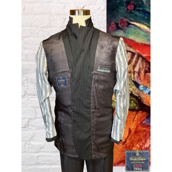Brooks Brothers 1818 Madison 44R Dark Gray Pinstripe Blazer Sport Suit Jacket - Picture 8 of 16
